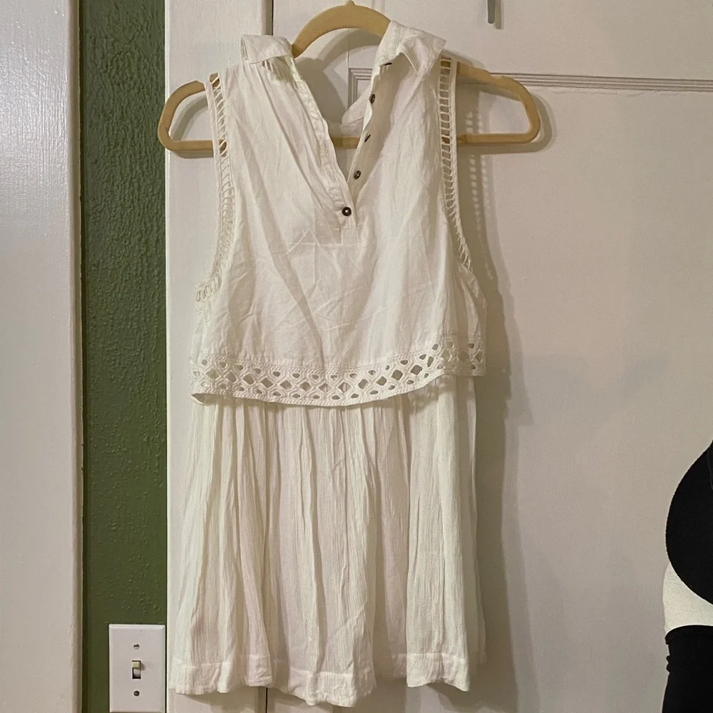 Free People White Lace-Detail Sleeveless Blouse - Picture 5 of 5